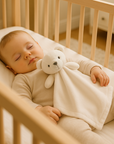 Eco-Friendly Velvet Comforter for Infants, White Bear Plush Blanket, 30x30 cm Soft Toy and Blanket Combo 0
