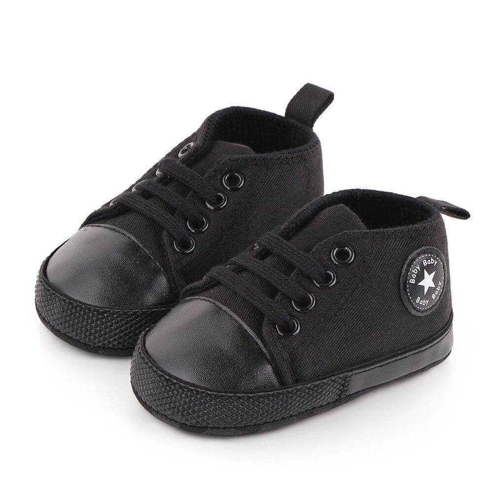 Baby Classic Canvas Sneakers for First Walkers – Lightweight Lace-Up High-Top Baby Shoes for Newborns 0