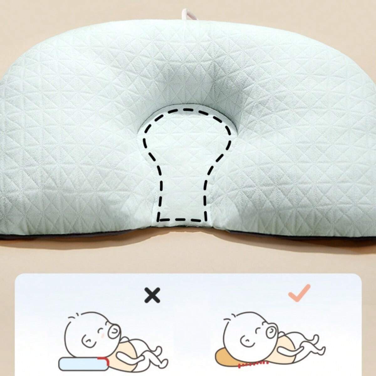 Baby Head Shaping Pillow for Newborns – Anti-Flat Head Support with Soft Polyester Material, Breathable Comfort 3
