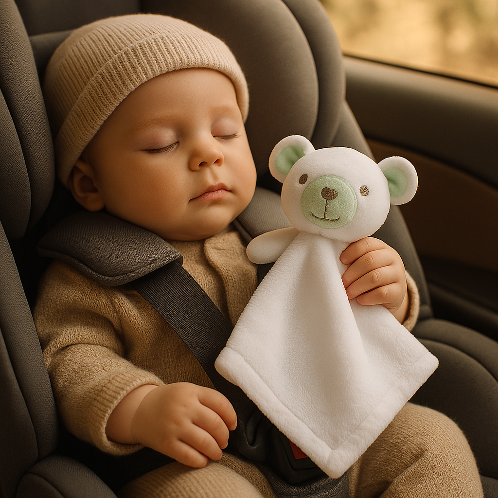 Eco-Friendly Velvet Comforter for Infants, White Bear Plush Blanket, 30x30 cm Soft Toy and Blanket Combo 1