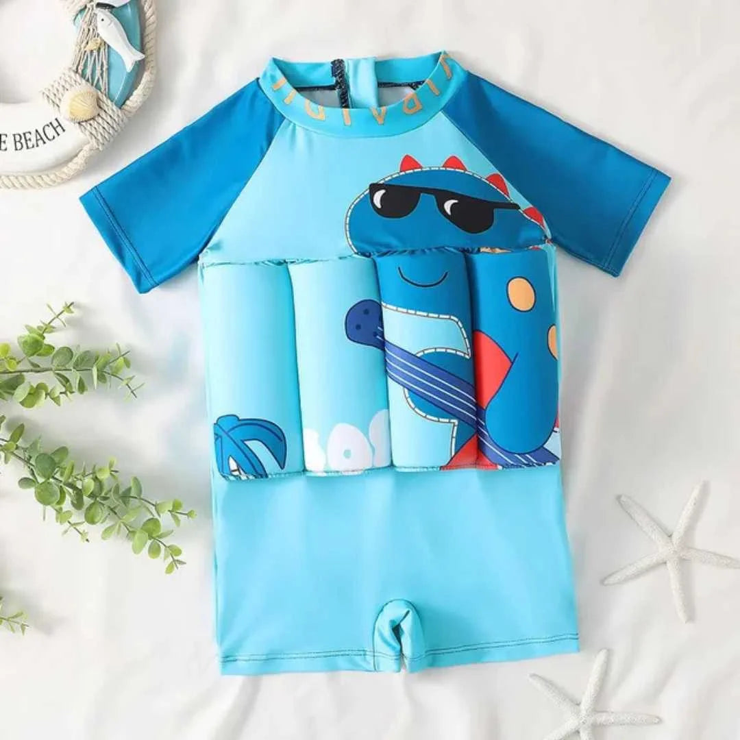Inflatable Toddler Swimsuit with Buoyancy Aid and UV Protection – Colorful Cartoon Design for Ages 1-6 4