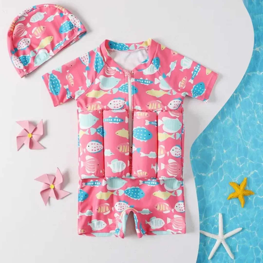 Inflatable Toddler Swimsuit with Buoyancy Aid and UV Protection – Colorful Cartoon Design for Ages 1-6 5