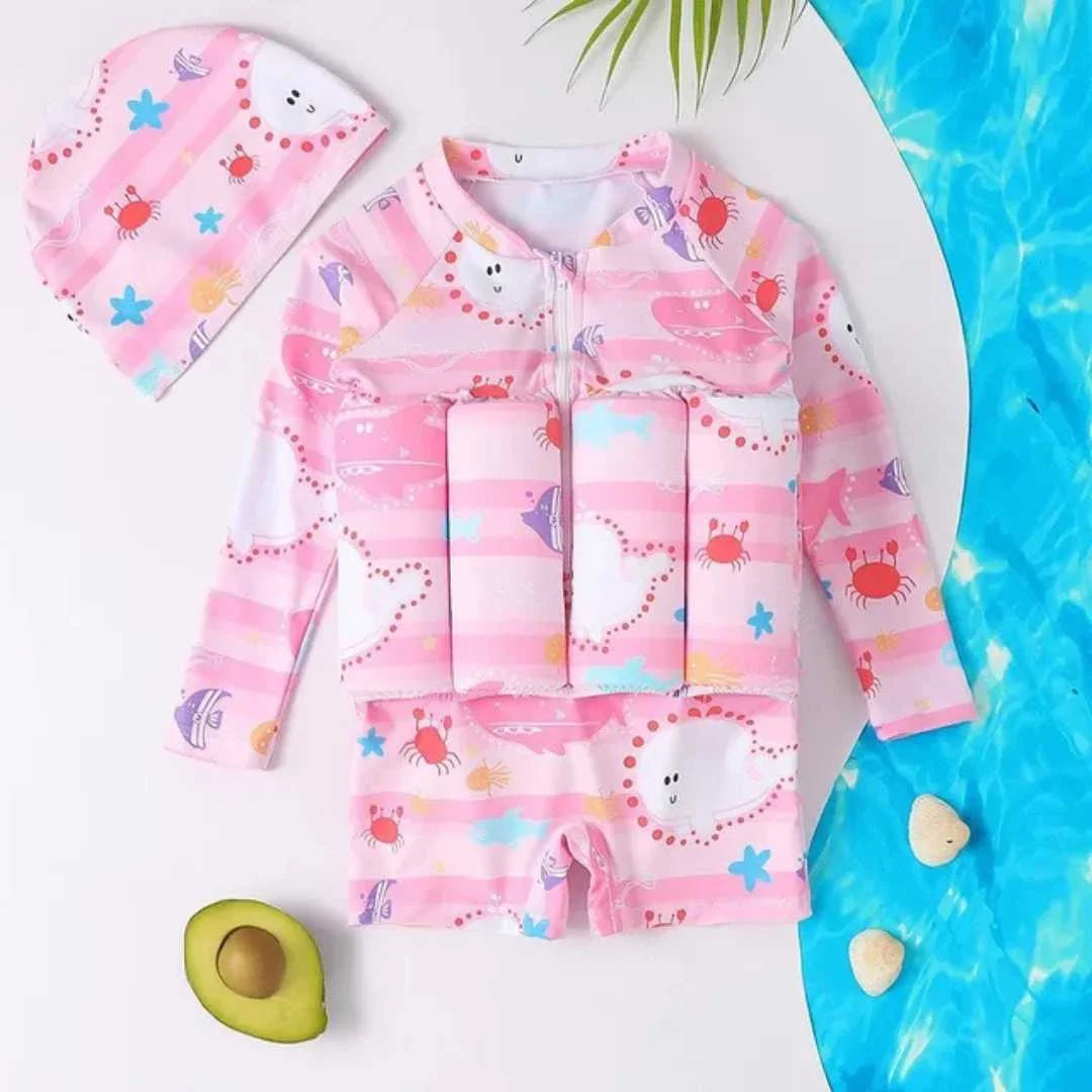 Inflatable Toddler Swimsuit with Buoyancy Aid and UV Protection – Colorful Cartoon Design for Ages 1-6 6