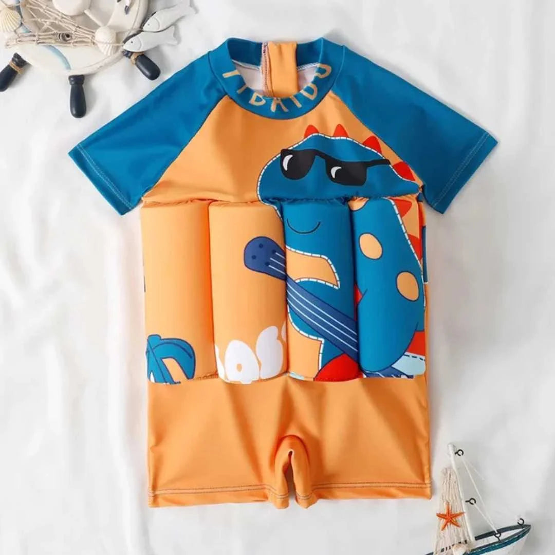 Inflatable Toddler Swimsuit with Buoyancy Aid and UV Protection – Colorful Cartoon Design for Ages 1-6 7