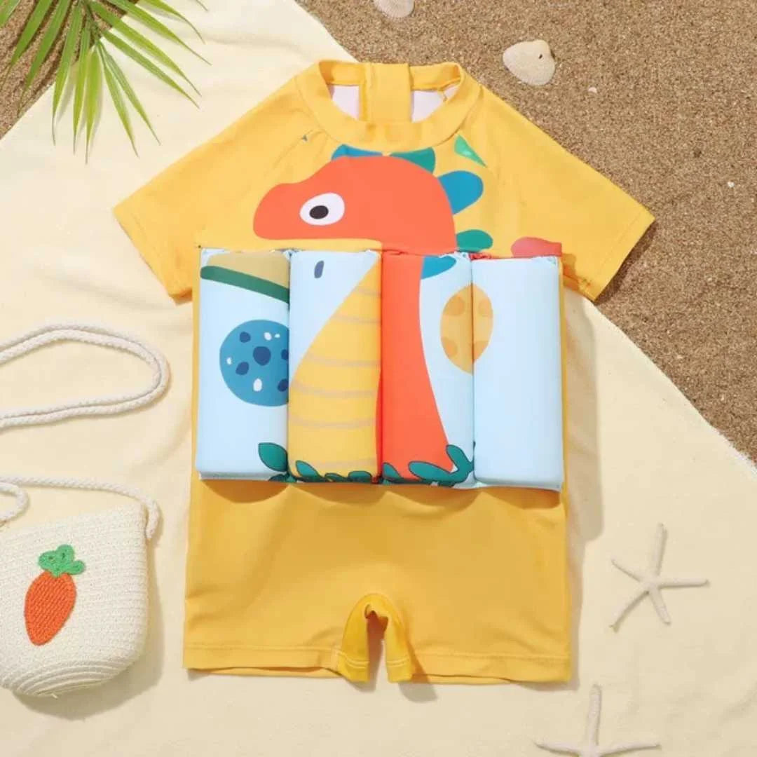 Inflatable Toddler Swimsuit with Buoyancy Aid and UV Protection – Colorful Cartoon Design for Ages 1-6 8