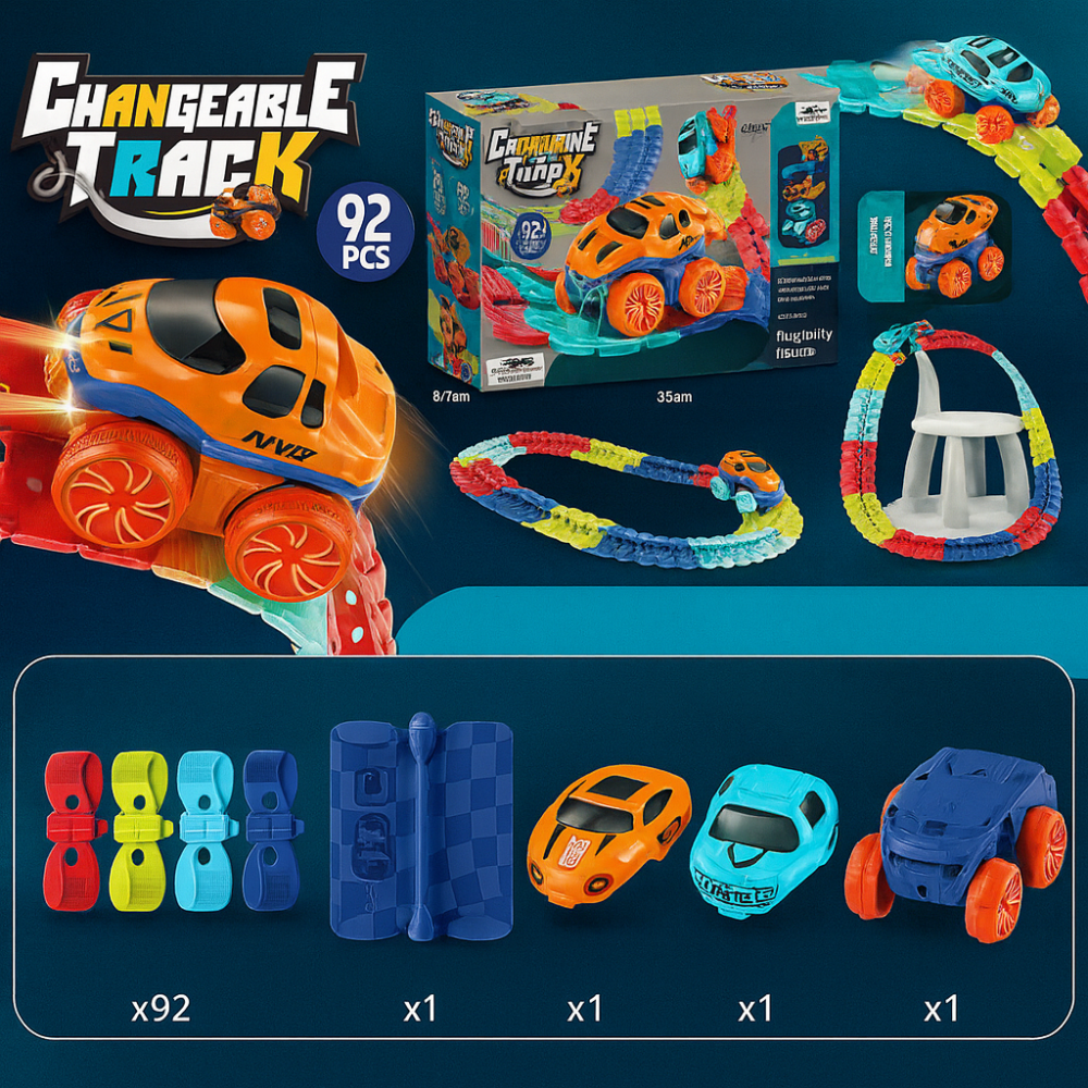 Kids Race Track Car Set with Flexible Loop Stunts – Interactive Racing Game for Ages 3+, Anti-Roll Stunt Cars, Customizable Track 1
