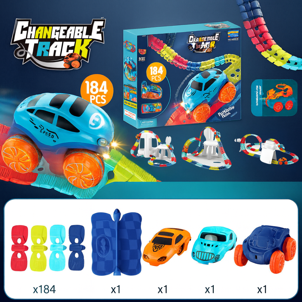 Kids Race Track Car Set with Flexible Loop Stunts – Interactive Racing Game for Ages 3+, Anti-Roll Stunt Cars, Customizable Track 3
