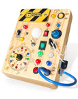 Montessori Busy Board with LED Lights – Educational Wooden Infant Toy for Fine Motor Skills and Color Recognition 0
