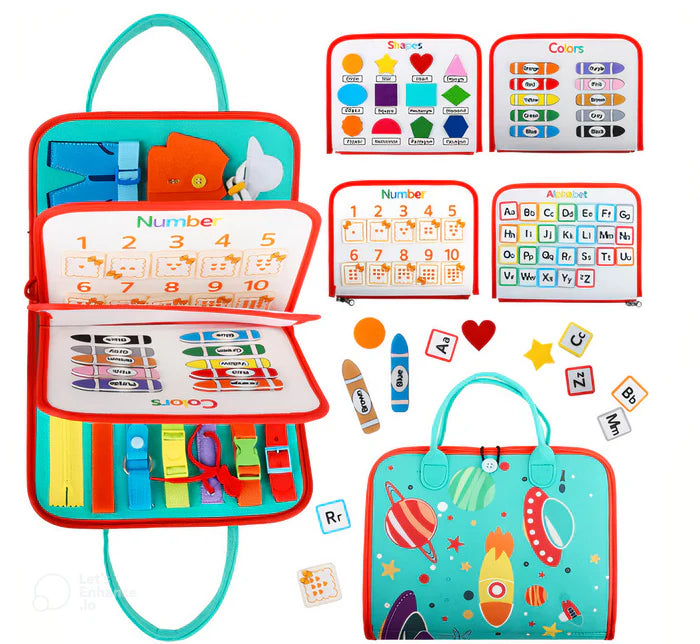 Montessori Sensory Board for Toddlers – Portable Learning Tool for Creative Exploration, Durable Felt, Age 2-5, Space/Dinosaurs/Unicorn Themes 1