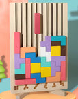 Montessori Wooden Tetris Stacking Tower Game for Ages 3 and Up – Educational Stack Blocks with Challenge Cards 2