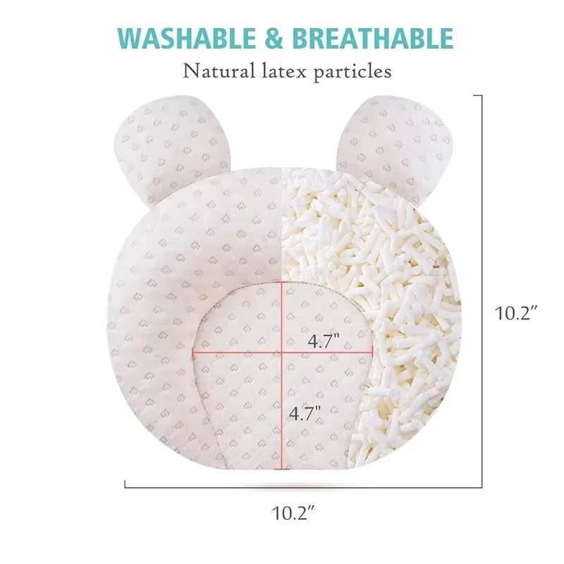 Newborn Baby Head Shaping Pillow – Ergonomic, Hypoallergenic Cotton, 9 x 7.5 Inches, Breathable for Safe and Comfortable Sleep 3