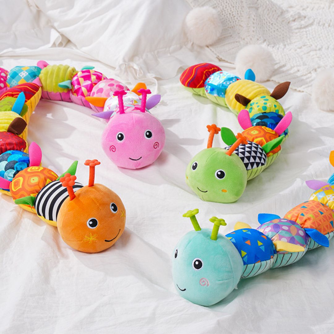 Sensory Plush Caterpillar Toy with Rattle and Music – Engaging Development Tool for Infants, Soft and Safe Material 0