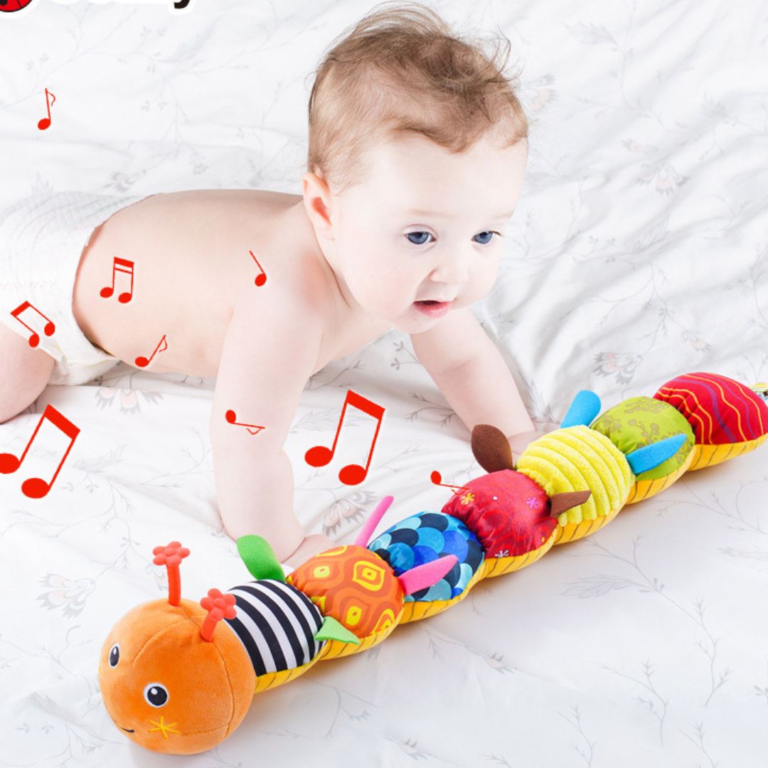 Sensory Plush Caterpillar Toy with Rattle and Music – Engaging Development Tool for Infants, Soft and Safe Material 5