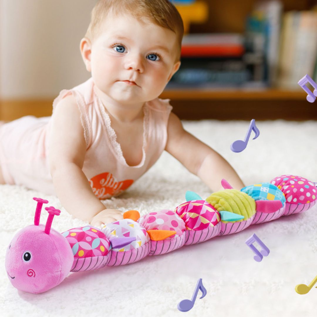 Sensory Plush Caterpillar Toy with Rattle and Music – Engaging Development Tool for Infants, Soft and Safe Material 6