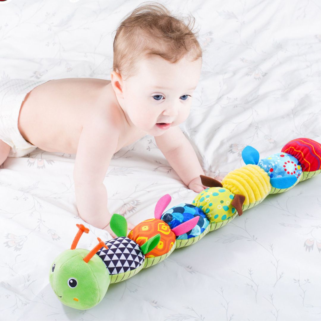 Sensory Plush Caterpillar Toy with Rattle and Music – Engaging Development Tool for Infants, Soft and Safe Material 7