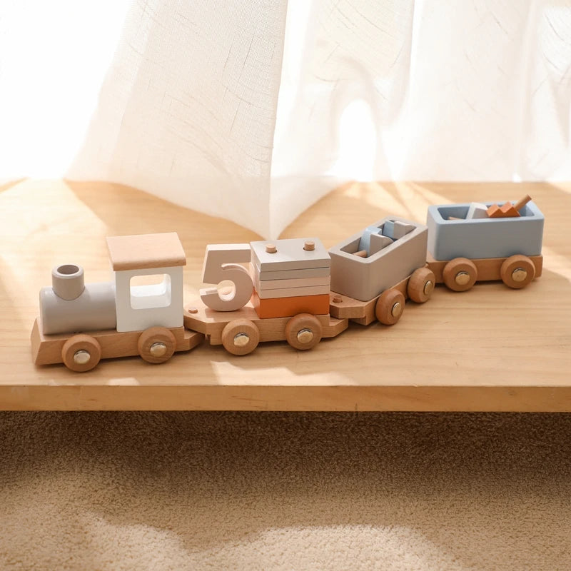 Wooden Birthday Train Educational Toy with Interchangeable Numbers for 1-3 Year Olds – Learning and Decorative Piece 0