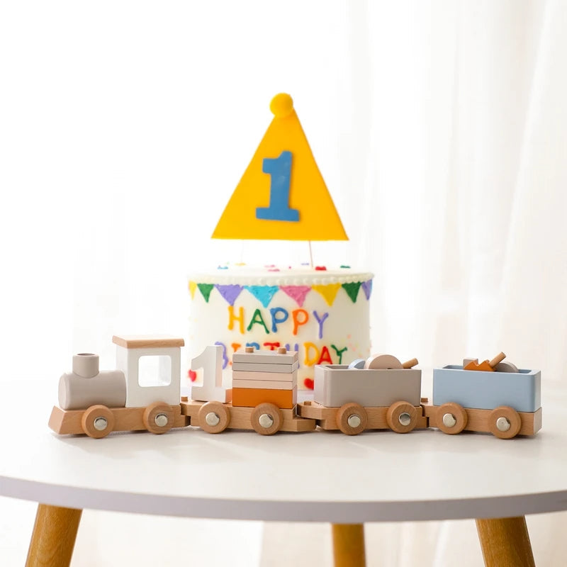 Wooden Birthday Train Educational Toy with Interchangeable Numbers for 1-3 Year Olds – Learning and Decorative Piece 1