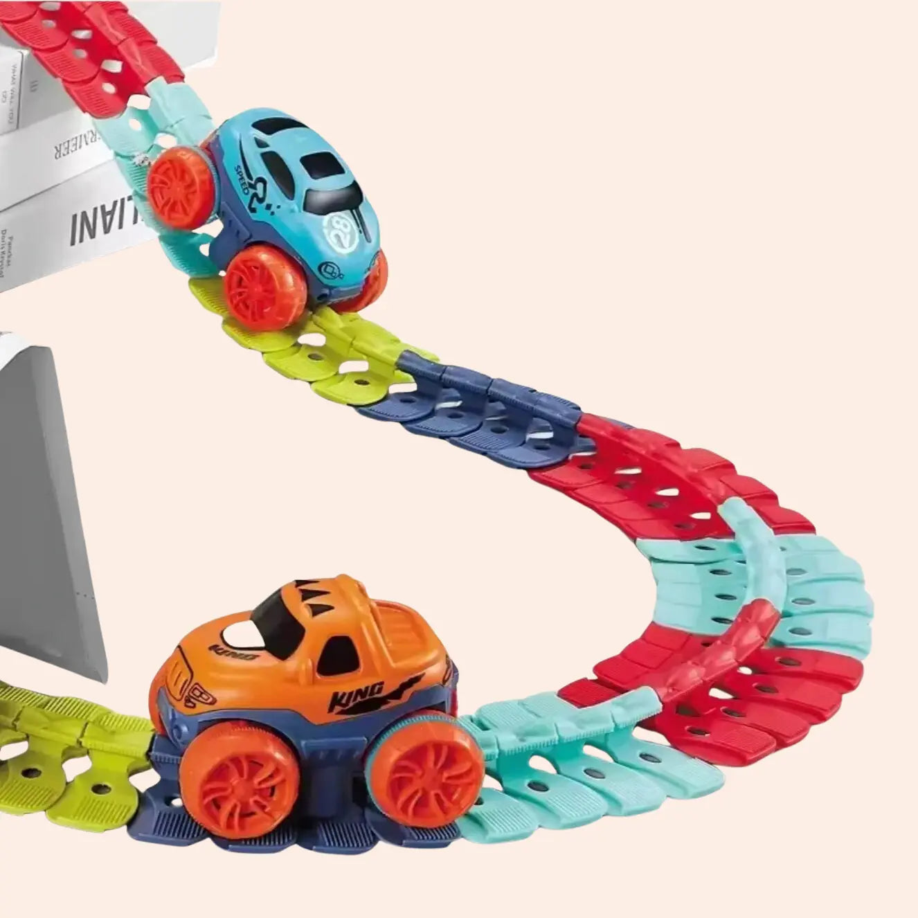 Flexible Race Track Set for Toddlers with LED Car – Customizable Track Pieces for Creative Play, Ages 3 and Up 0
