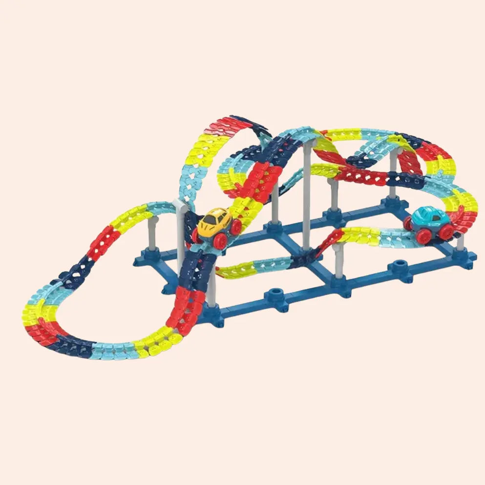 Flexible Race Track Set for Toddlers with LED Car – Customizable Track Pieces for Creative Play, Ages 3 and Up 1