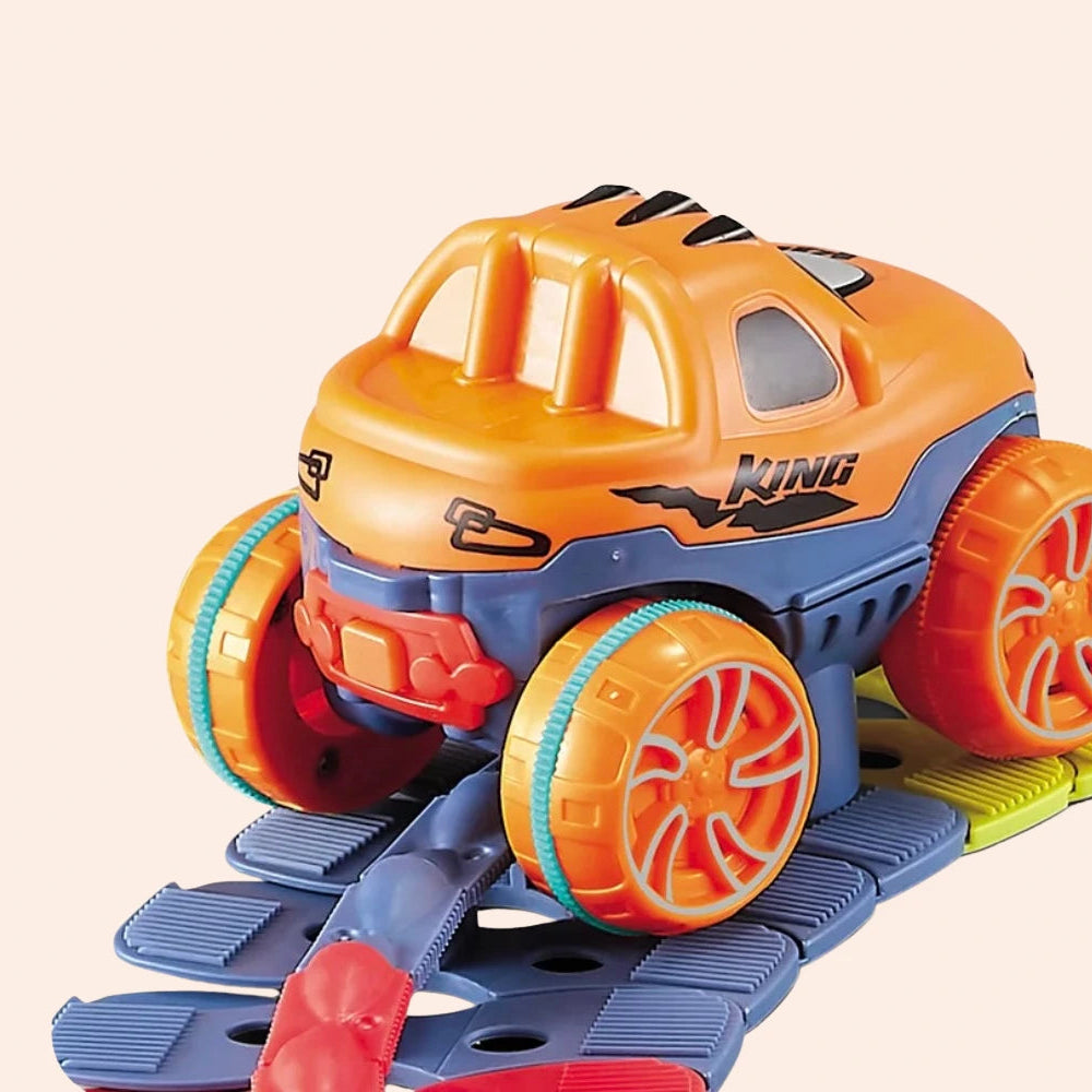 Flexible Race Track Set for Toddlers with LED Car – Customizable Track Pieces for Creative Play, Ages 3 and Up 2