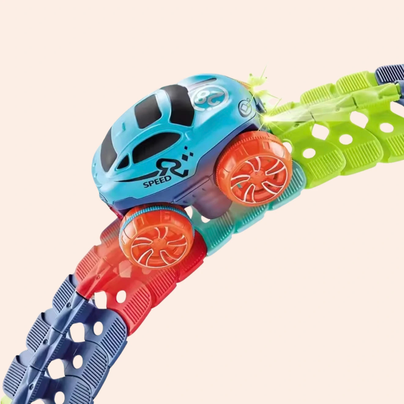 Flexible Race Track Set for Toddlers with LED Car – Customizable Track Pieces for Creative Play, Ages 3 and Up 3