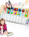 Montessori Wooden Piano Activity Board – Educational Toy for 3 Year Olds with Lights, Sounds, and Interactive Elements 0