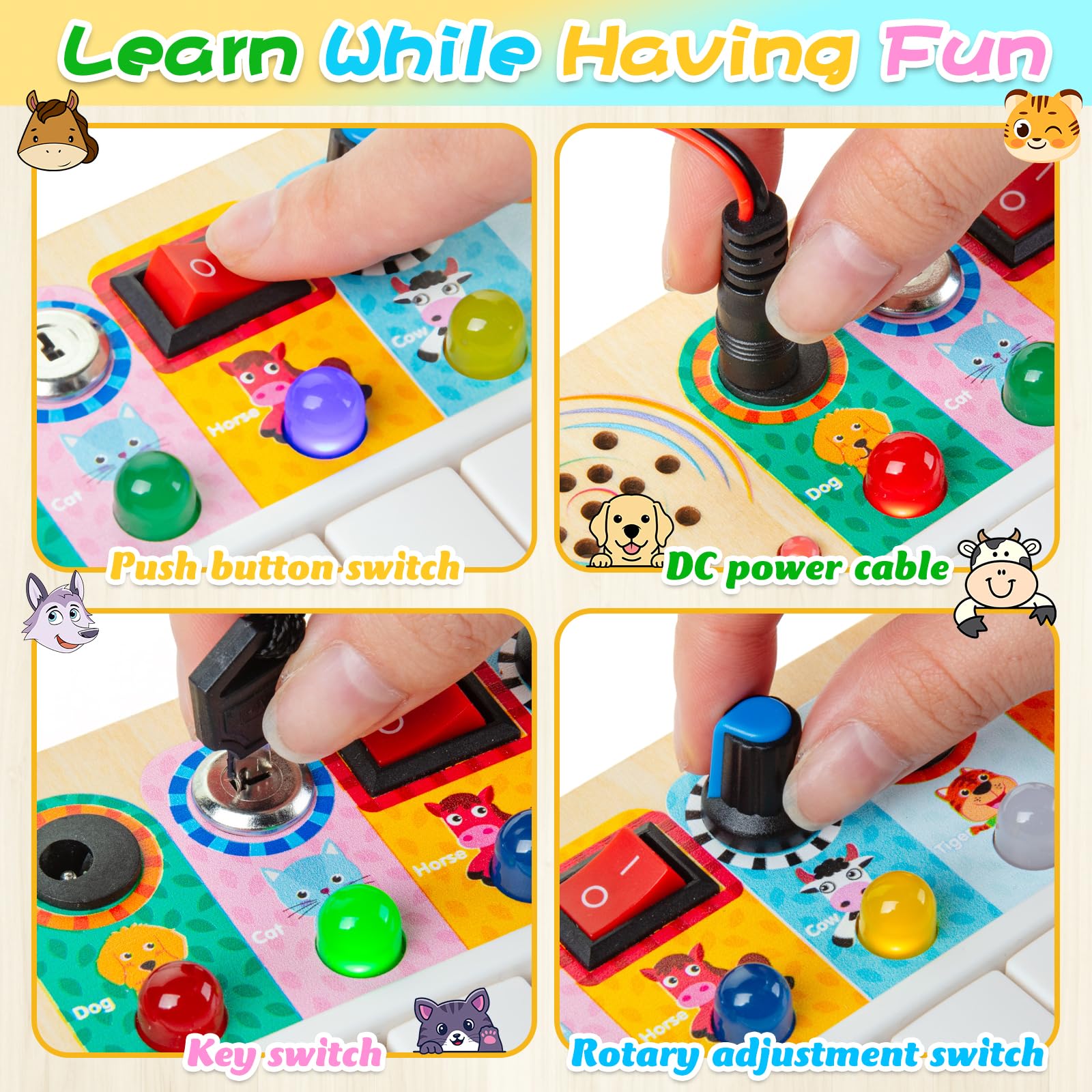 Montessori Wooden Piano Activity Board – Educational Toy for 3 Year Olds with Lights, Sounds, and Interactive Elements 1