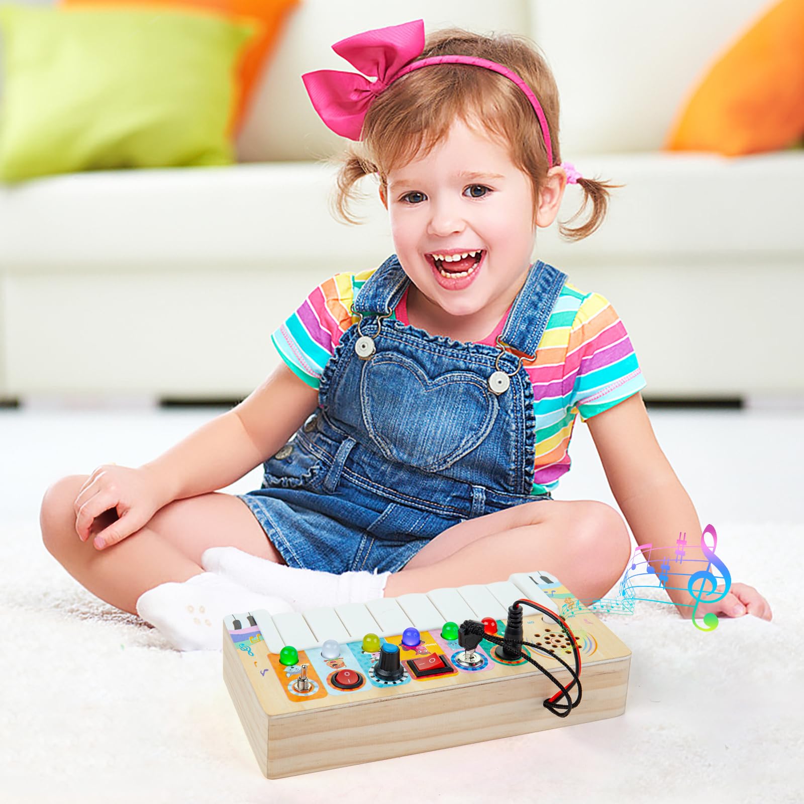 Montessori Wooden Piano Activity Board – Educational Toy for 3 Year Olds with Lights, Sounds, and Interactive Elements 6